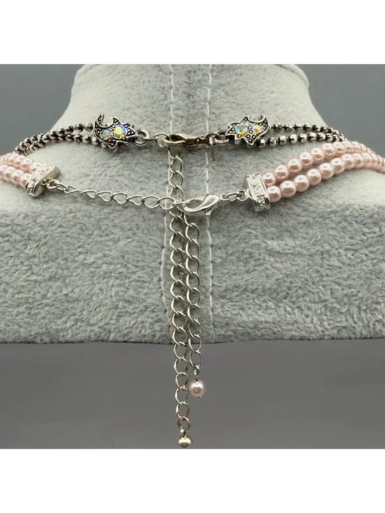 Set of 2 Avon Necklaces Blue Pink Rhinestone Faux Pearl Spring Pastel Nina Ricci - Picture 7 of 15